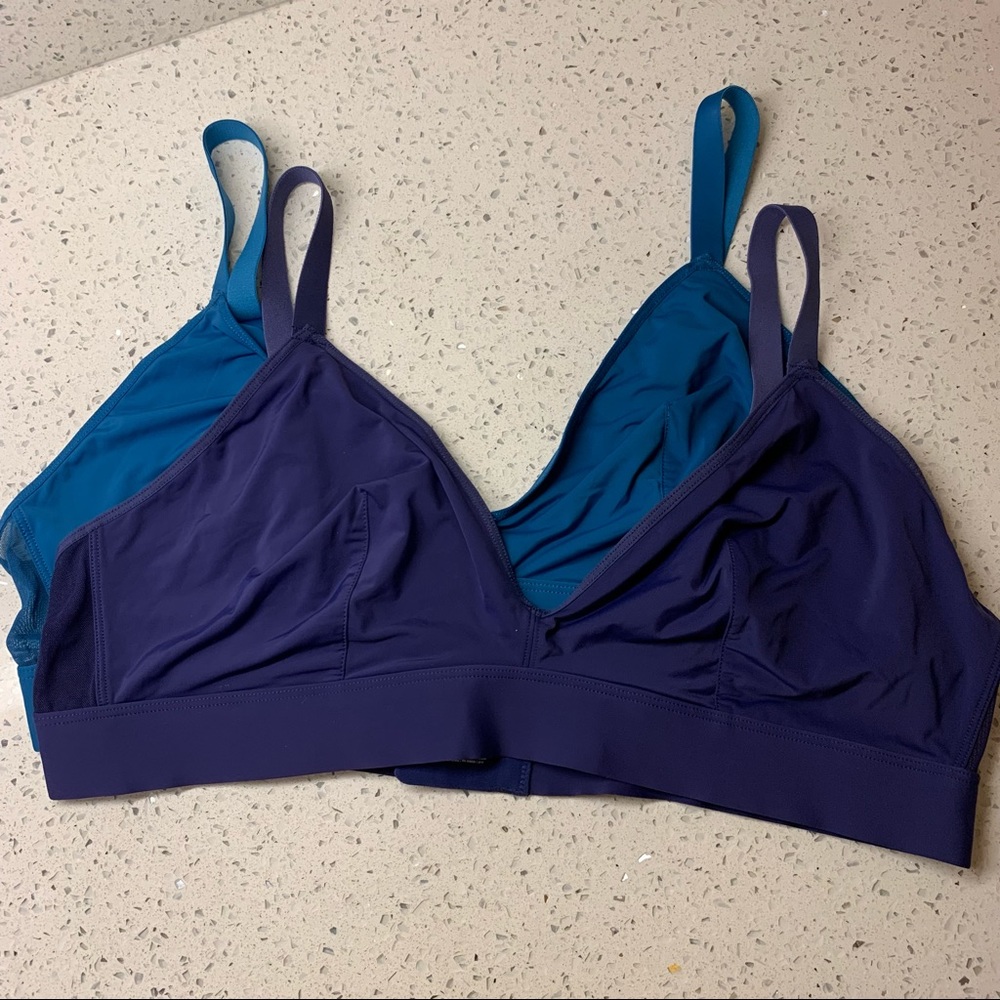 Pair (2) PARADE Triangle Bralettes Starry Sky Blue Teal size X Large XL